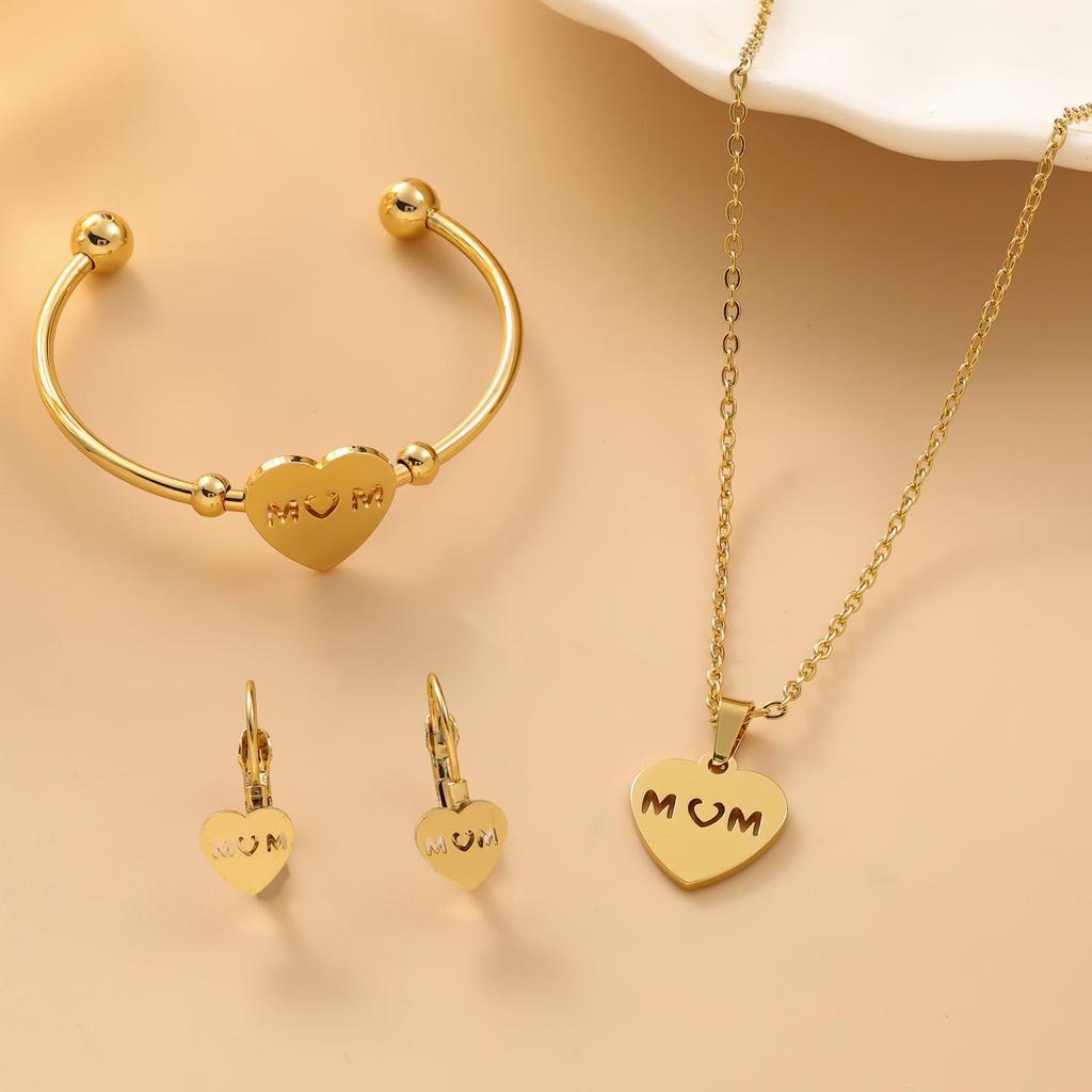 Stainless Steel Jewelry Set: Exquisite European & American Style Bracelet, Earrings, and Necklace