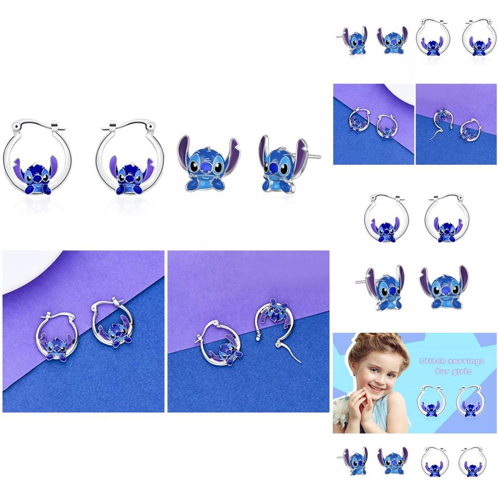 Stylowe i Urocze Kolczyki Sztyfty z Kreskówką Stitch Dla Dzieci i Dorosłych