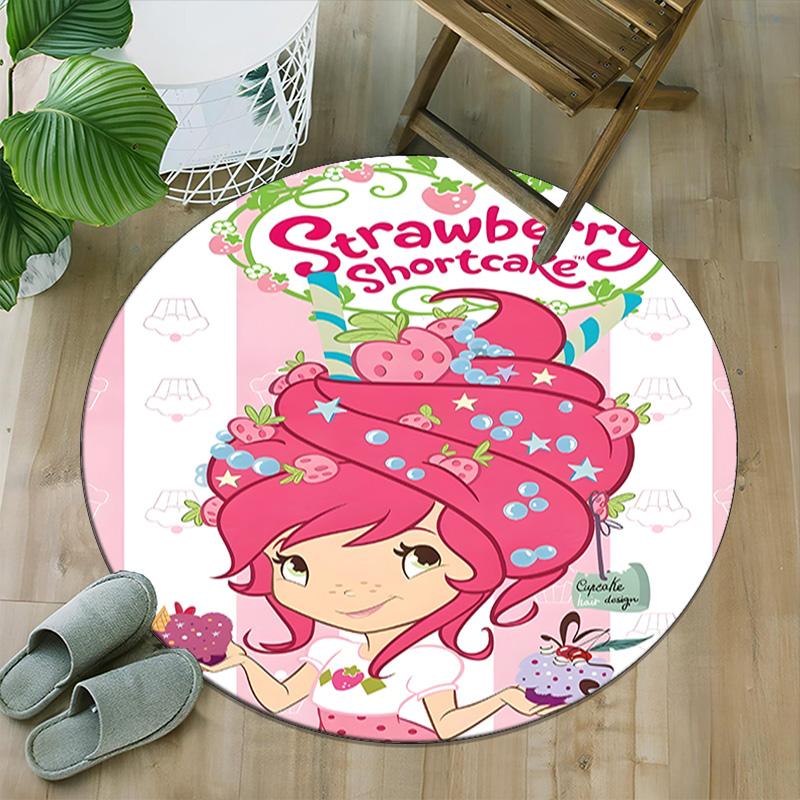 1pc Princess Strawberry2 Carpet, Round Rug, Comfortable, Suitable for Entryways, Living Rooms, Office, And Bedrooms, Christmas Decoration