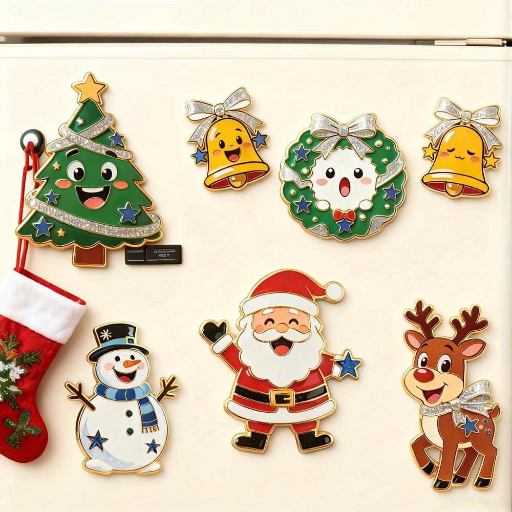 7pcs/Set of Christmas Fridge Magnets, Featuring High-Definition Santa Claus, Christmas Tree, Snowman, Reindeer, And Bell Designs