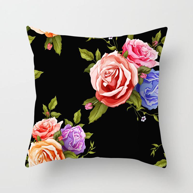 Ins Plant Flower Peach Skin Fleece Pillow Cover Sofa Car Pillow Cushion Cover Lunch Home Furnishing