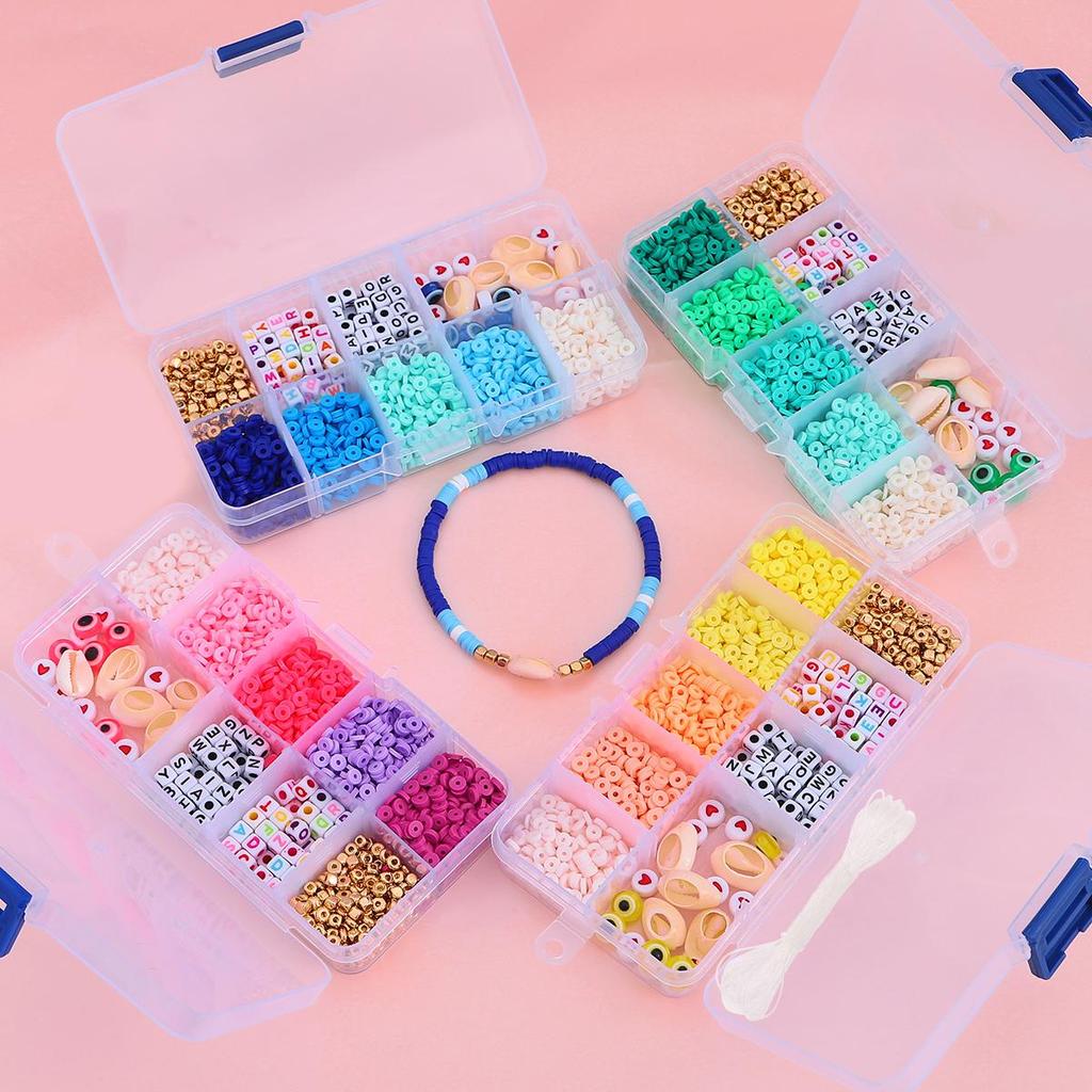 Perlen-Set, 1350 Stück/Box, weiche Keramik/Buchstabenperlen, Mix für die Herstellung von DIY-Halsketten und Armbändern