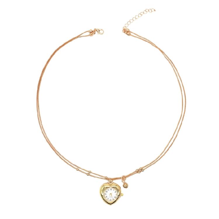 Comfort Fit Multi Layer Necklace Heart Clock Pendant Trendy Layering Chain Jewelry Unique Clavicle Chain