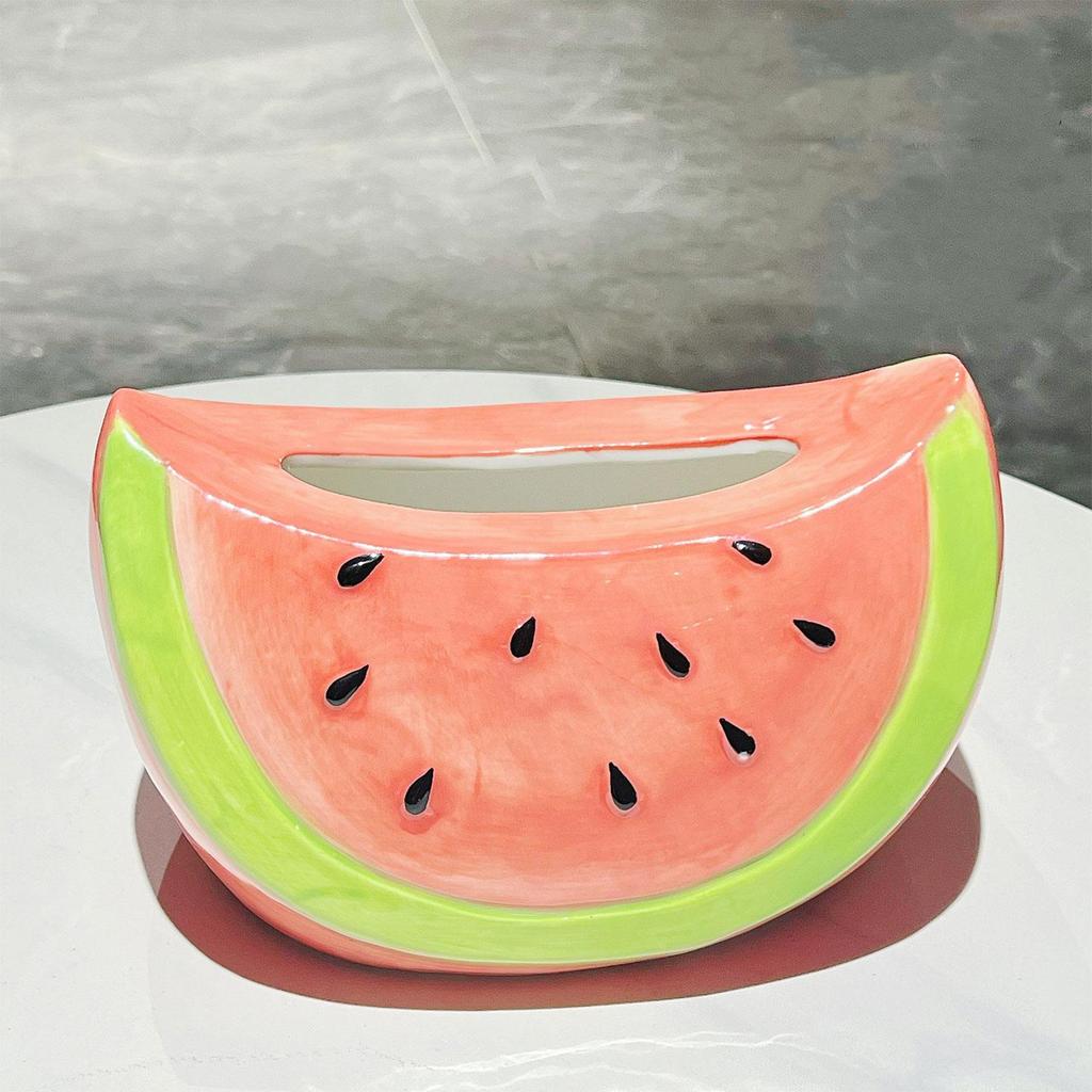 Ceramic Tissue Box Cover Case Watermelon Shaped Paper Napkin Storage Organizer for