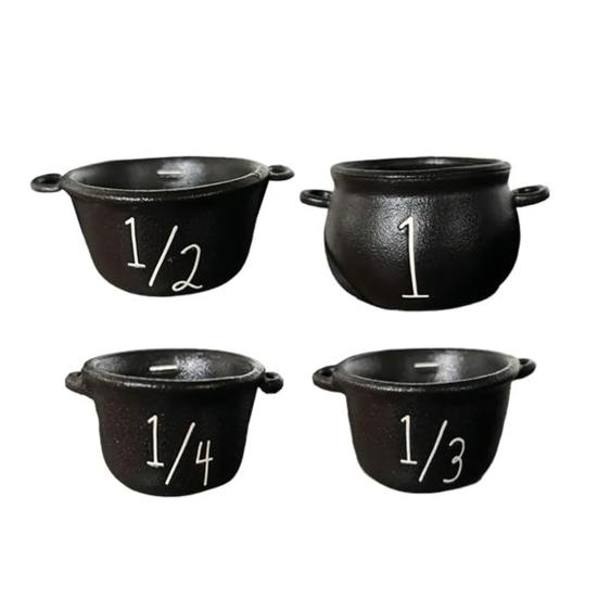 Mini Witch Cauldron Set Halloween Candy Bowl Candy Holder Plastic Measuring Cup Retro Pharmacist Atmosphere Trick or Treat Supplies