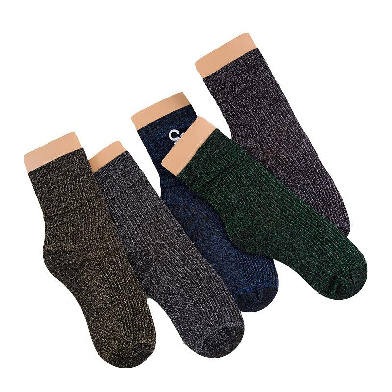Pure-color Silver-gray Mid-calf Women's Socks, Thin Style, Pile-up Socks, Versatile, Breathable, Sweat-absorbent
