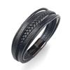 Minimalist Stainless Steel Leather Braided Bracelet Men Women Couple Geometric Layered Wristband Fashion Accessory