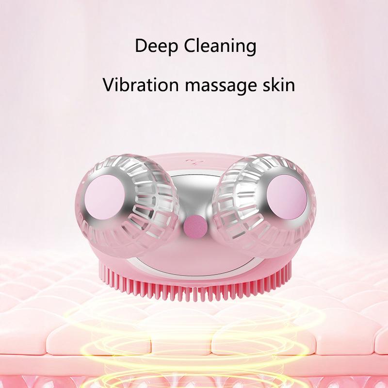 Multi-function Silicone Electric Facial Cleansing Brush Deep Clean Vibration Massage 3D Roller V-Face Skin Lifting and Firming