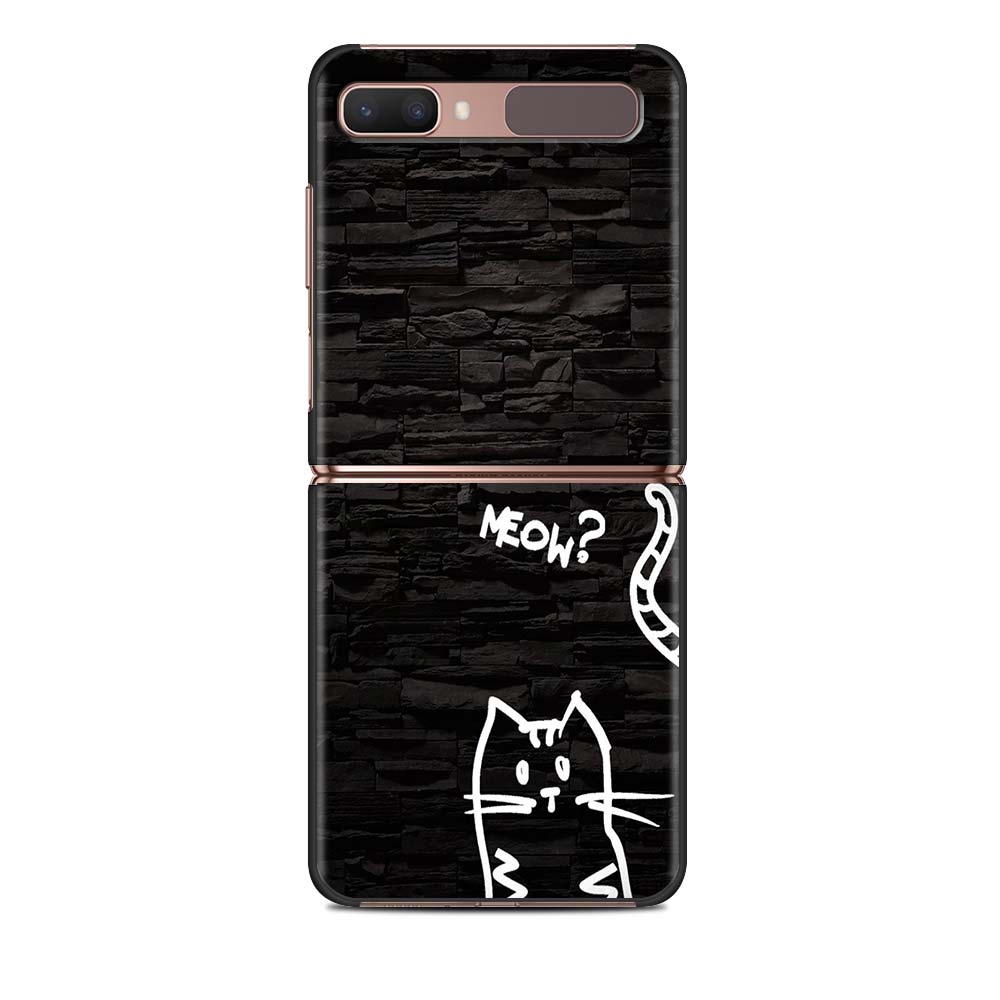 Lustige schwarze Katze, süße Luxus-Falthülle für Samsung Z Flip, Handyhülle für Galaxy Z Flip, Z Flip3 5G, Rückseite, Fundas