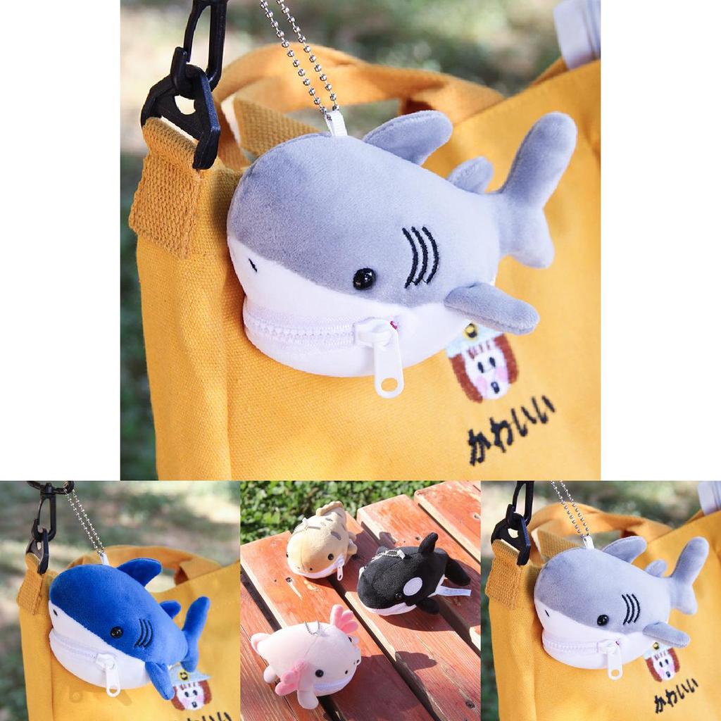 Cute Shark Blue Whale Orcinus Orca Plush Doll Pendant Wallet For Gift And Decor