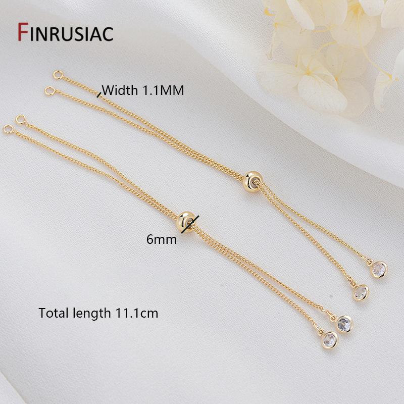 

DIY Jewelry Making Accessories 14K Gold-Plated Brass Slide Beads Adjustable Length Chain for DIY Bracelet Making Findings 1 Piece