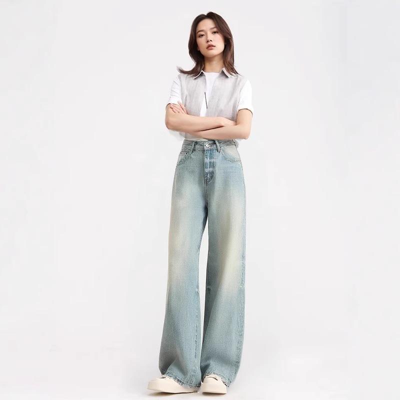 

Женские джинсы с высокой талией, ретро-синие, из лиоцелла, с широкими штанинами 2XL