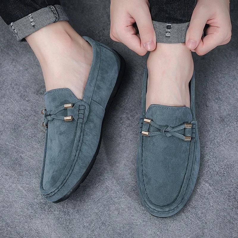 2024 Shoes for Man Beanie Men's Casual Shoes Basic Loafers Flats Male Soft Bottom Slip On Metal Decoration Flat Heel Men's Shoes