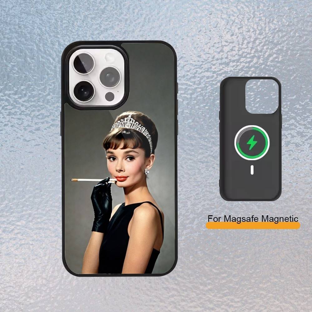 Audrey H-Hepburn Super Actor Phone Case For iPhone Magsafe Magnetic 17,16,15,14,13,12,11 Wireless Charging cover