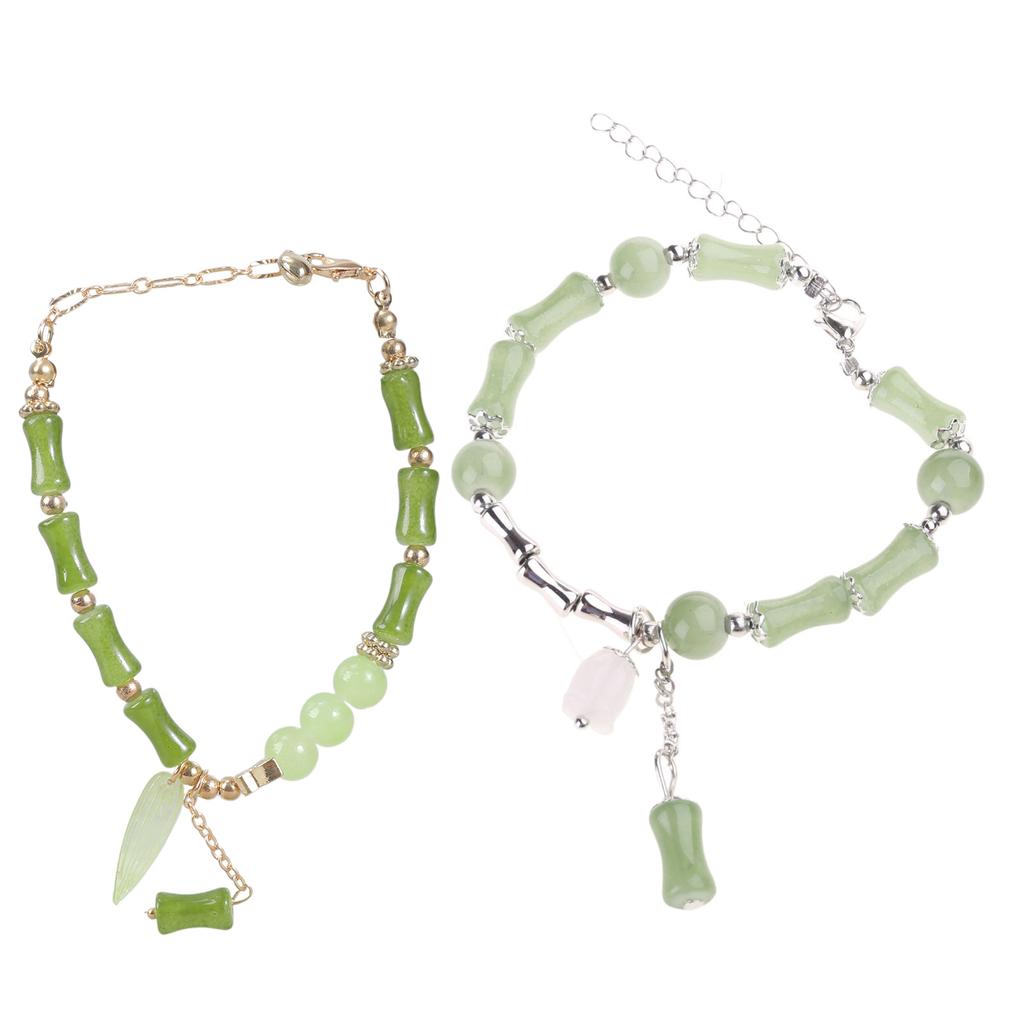 Chinese Style Simulated Bamboo Bracelet Bamboo Joint Bracelet Charm Bracelet Resin Material Wrist Jewelry for Daily Wear