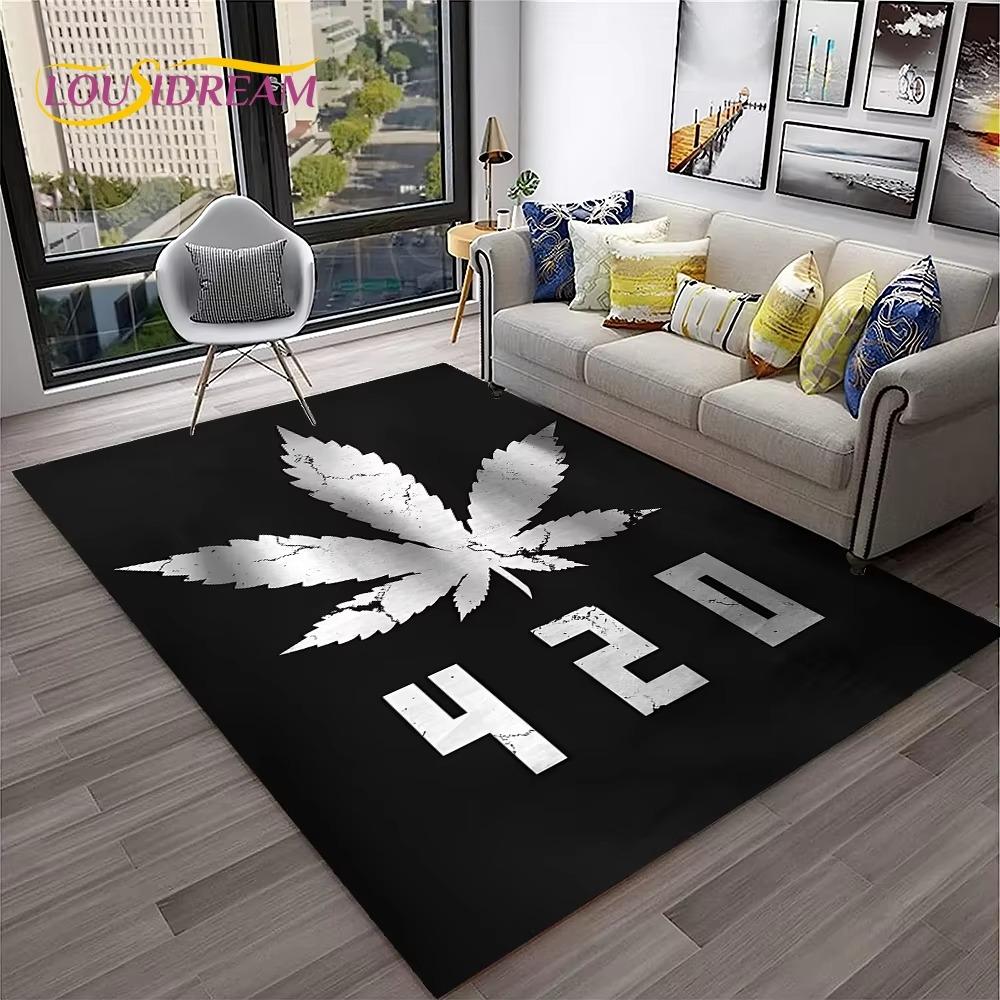 Weed Plants Maple Leaf Carpet Rug for Home Living Room Bedroom Sofa Playroom Doormat Kitchen Decor Area Rug Non-slip Floor Mat
