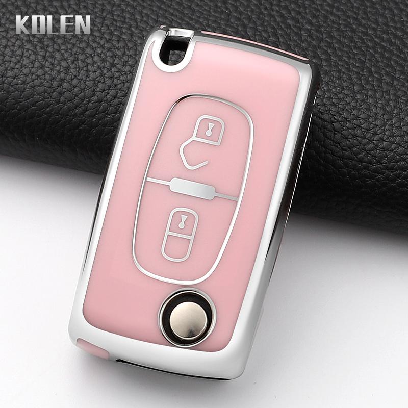 Mode Auto Schlüsselhülle Abdeckung Für Citroen C2 C3 C4 C5 C6 Xsara Berlingo Für Peugeot 207 307 308 407 607 807 Geschützter Schlüsselanhänger Fob