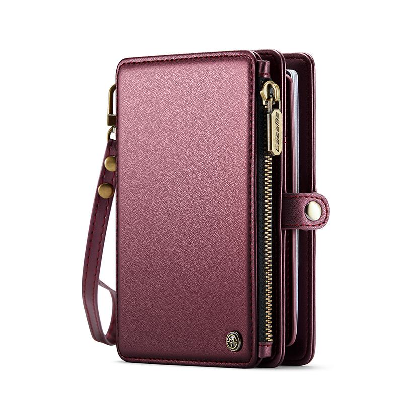 

Кошелек-холдер для паспорта с 11 отделениями для карт и отделением для паспорта, отделением для наличных, отделением для фото, карманом на молнии, RFID-блокировкой, ремешком на запястье красный