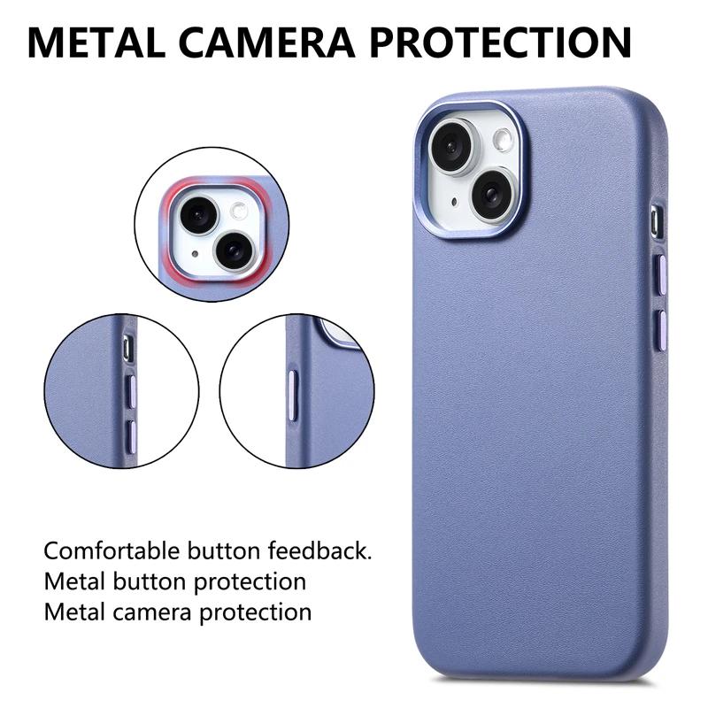 Business Sle for Macsafe Leather Case for IPhone 17 Pro Max Air 16 E 15 14 13 Pro Plus Strong Magnetic Wireless Charging Cover