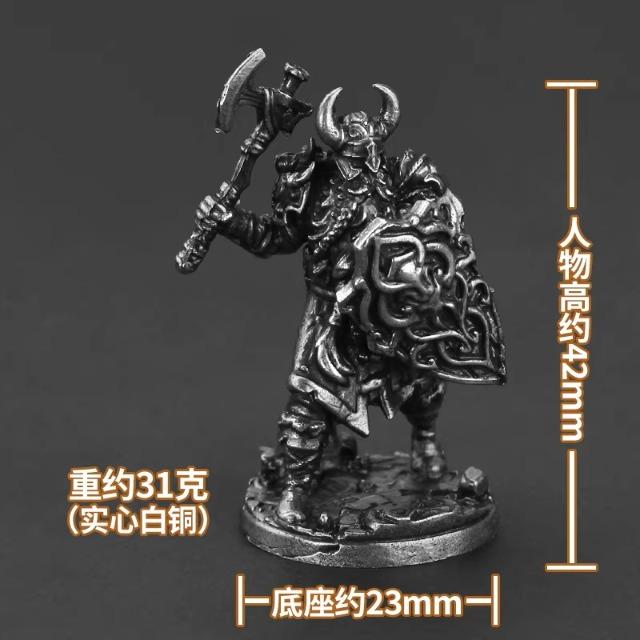 White Brass Viking Warrior Miniature Model Metal Ancient Soldier Figure Board Game Piece Desktop Decor Ornament Toy