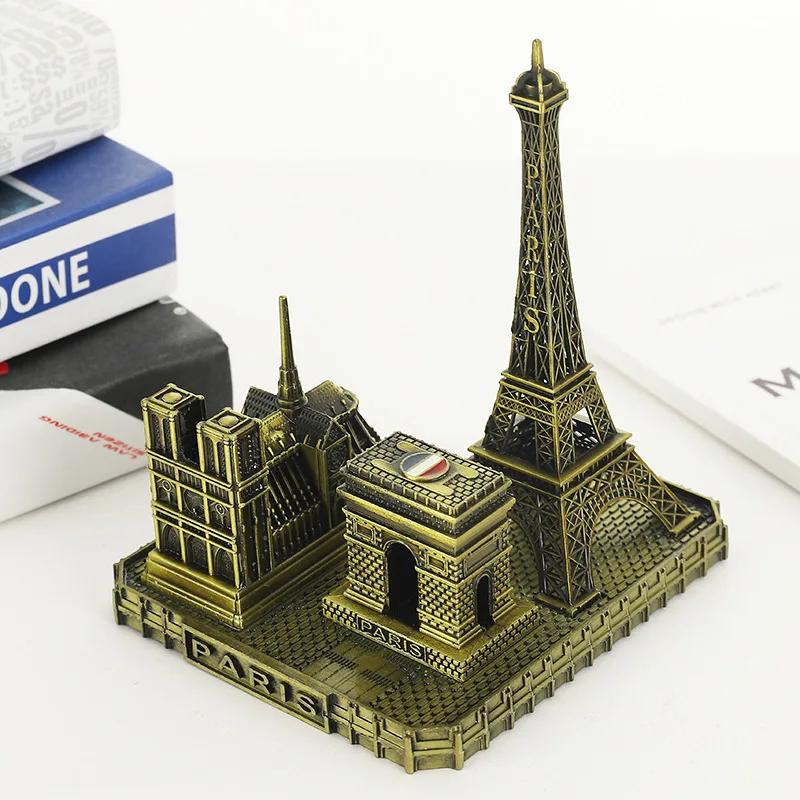 Eiffel Tower Notre Dame Arc De Triomphe Building Model Metal Antique Bronze Figurine World Famous Landmark Architecture Decor