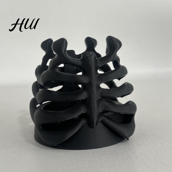 Halloween Desk Decor Skeleton Ribcage Bone Pen Holder, 3D Printed Pencil Cup, Dust-resistant Holder Gothic Organizer for Pens Pencils Makeup
