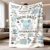2026 New Flannel Blanket Release 1pc Mom Daily Affirmations Soft Polyester, Machine Washable, Light Blue with Pink & White Heart Pattern, Ideal for Ne