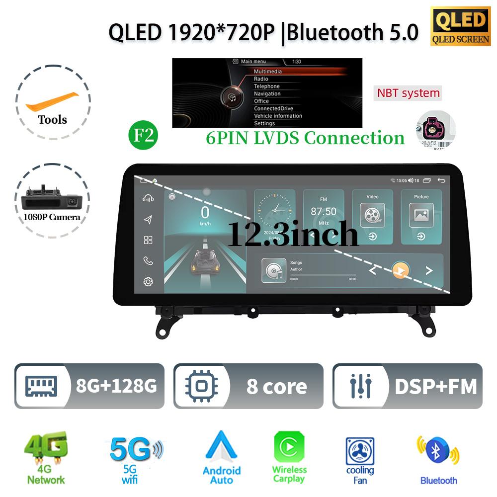 12.3" For BMW X3 F25 X4 F26 2011-2017 Android 14 Car Radio Multimedia GPS Navigation Bluetooth WIFI CarPlay Touch Screen Stereo