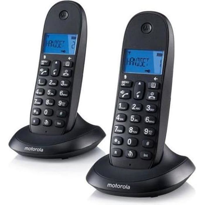 MOTOROLA C1002 CB+ Téléphone DECT Noir Duo