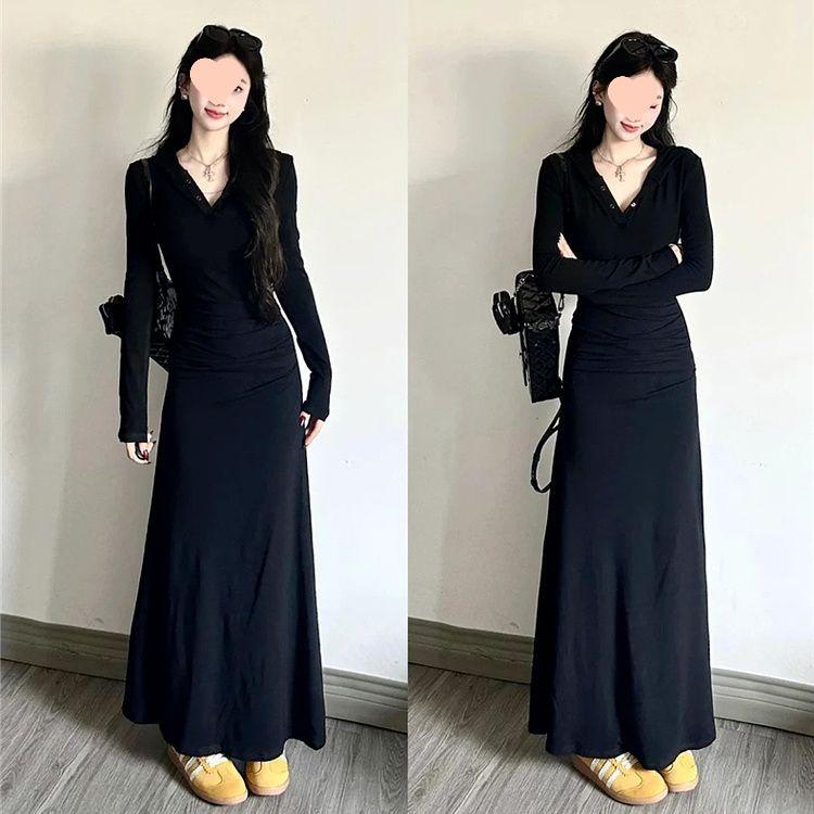 

Элегантное осеннее французское платье с длинным рукавом, приталенное, повседневное Default