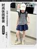 Girls' summer outfit set 2026 new stylish children's summer striped vest, girls' casual pleated skirt two-piece set