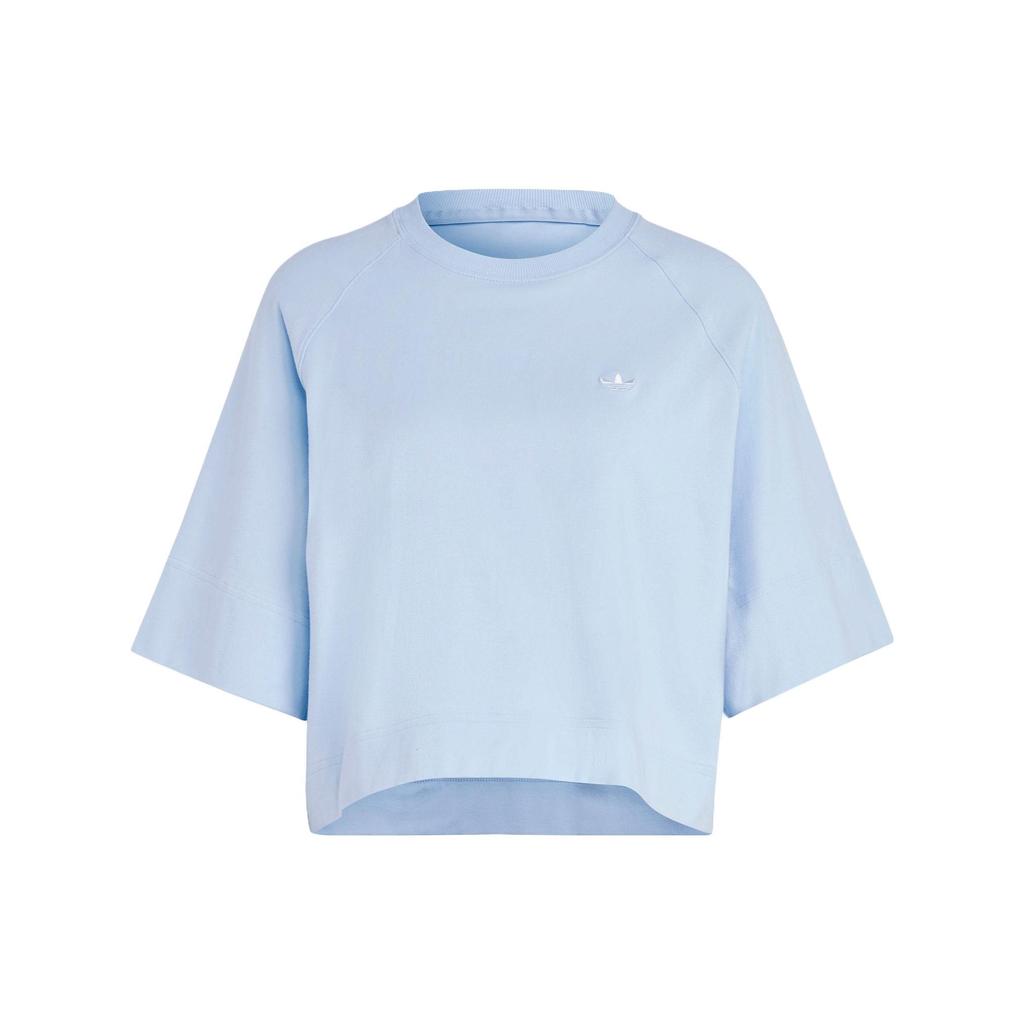 Adidas Solid Color Sports Short Sleeve T-Shirt Women Tops Light-Pink Blue IC5251