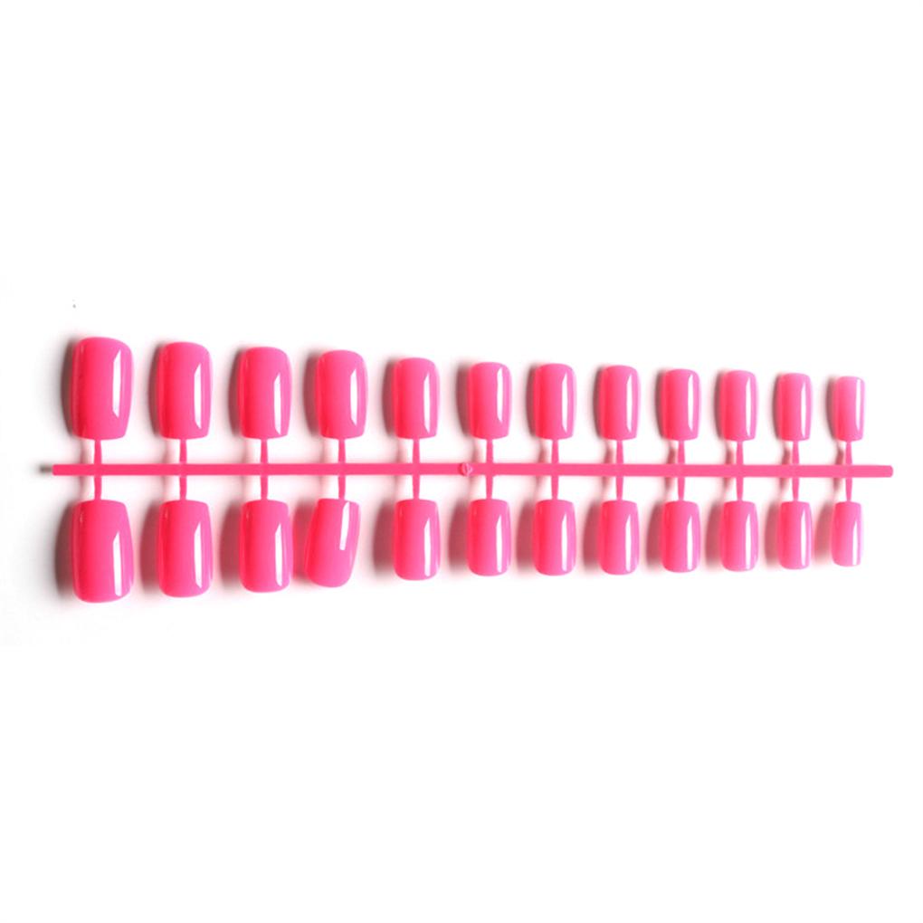 24 Pieces Square-shaped Solid Coffin False Nails Medium Length DIY Exquisite Novel Colour-fast Nail for Manicure Salons