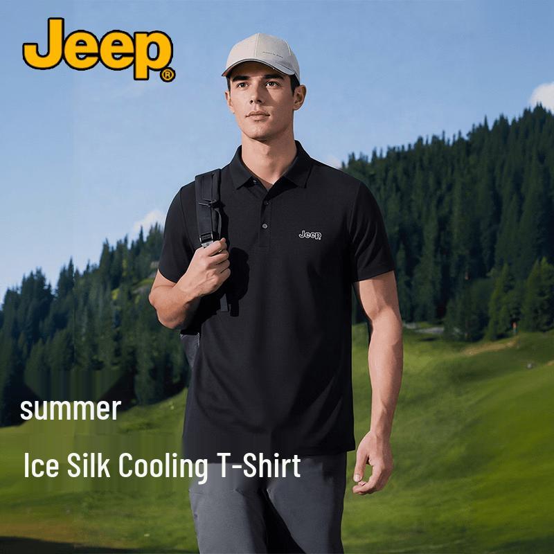JEEP Men s Ice Silk Cooling Short Sleeve Polo Shirt 3XL