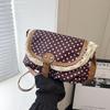 Modische Leinwand-Umhängetasche im koreanischen Stil Neue gepunktete Spitze Schultertasche Süß Exquisit Retro Kontrastfarben Design Damen Taschen KTB