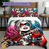 3pcs Duvet Cover Set (1*Duvet Cover + 2*Pillowcase, Without Core), Harley Quinn Joker Print Bedding Set, Bedroom Decor, All‑Season, Birthday Gift