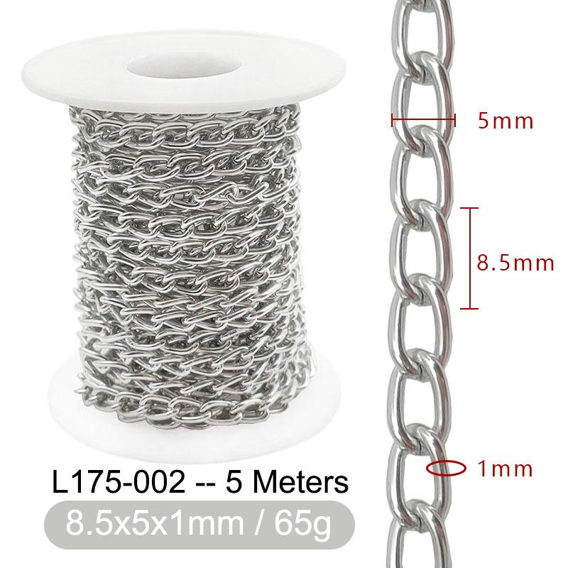 5M Metal Aluminum O-Shaped Chains Twist Chain for DIY Necklace Bracelet Jewelry Making Clothing Bag Component Accessory Supplies