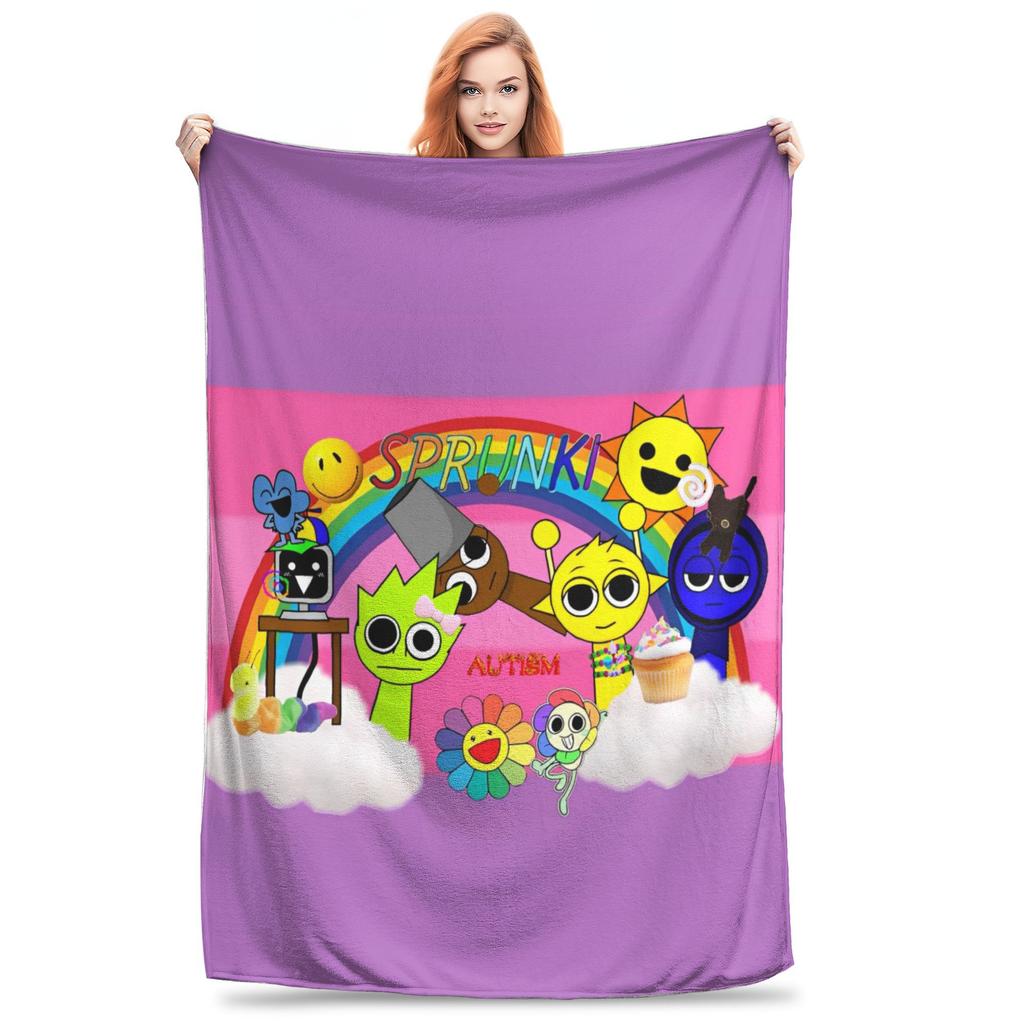 Game Sprunki Incredibox Blanket Flannel Funny Warm Throw Blanket for Bed Sofa Summer