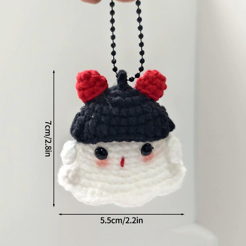 Halloween Cute Ghost Crochet Pendant Desktop Handmade Weaving Decor Creative Halloween Party Gift Backpack Keychain Accessories
