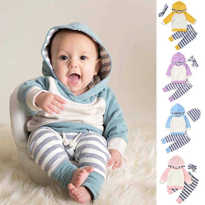 Buy Kids Babys Long Sleeve Outfits Unisex Children Hooded Tee Tops