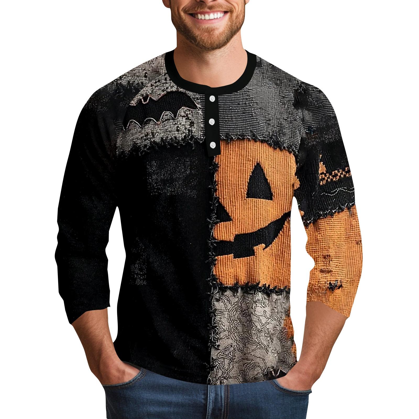 

Мужской Хэллоуинский принт на воротнике, рукав три четверти L