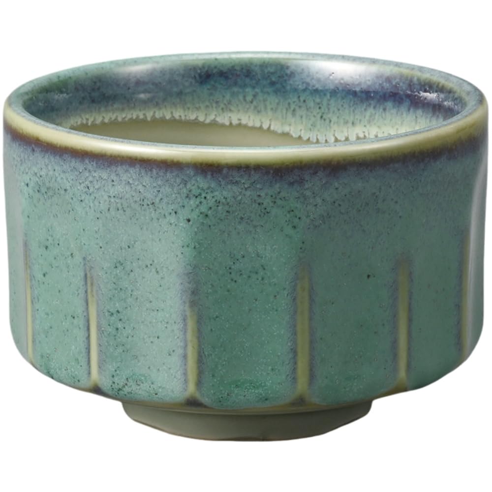 Matcha Blue Celadon Chrysanthemum Diameter x Height Mino Made in Tea Ceremony Utensils Ale-net Bowl, Shape, 11.3 7.5cm, Ceramic, Ware, Japan,
