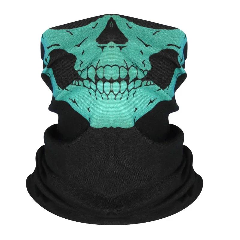 1× Punk Skull Print Cycling Face Mask Riding Scarf Summer Breathable Sunscreen Neck Gaiter for Unisex Outdoor Activity Balaclava