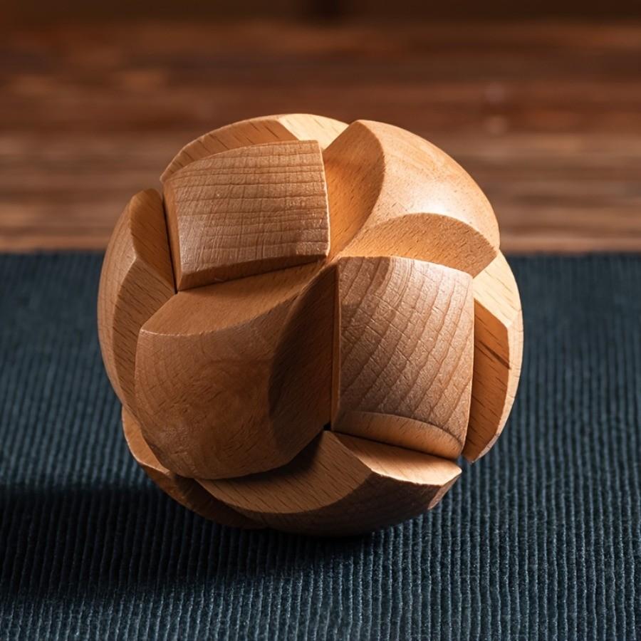 Puzzle 3D in legno Kongming Lock - Rompicapo con palla per rilassarsi, gioco di intelligenza da tavolo, (Design del calcio), Rilascio di pressione in ufficio, puzzle