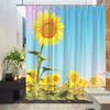1pc Sunflower Shower Curtain Pattern Bright Sunshine Floral Landscape Bathroom Decoration Polyester Fabric Contains 12 Hooks