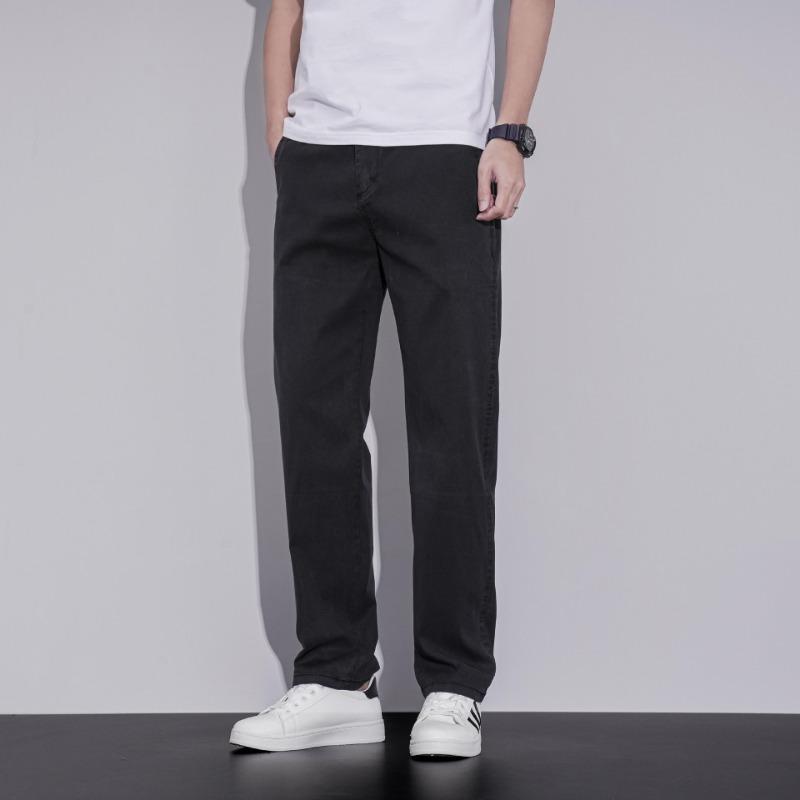 Spring and summer new men's cold silk cool breathable men's light business loose straight pants blue long pants boys