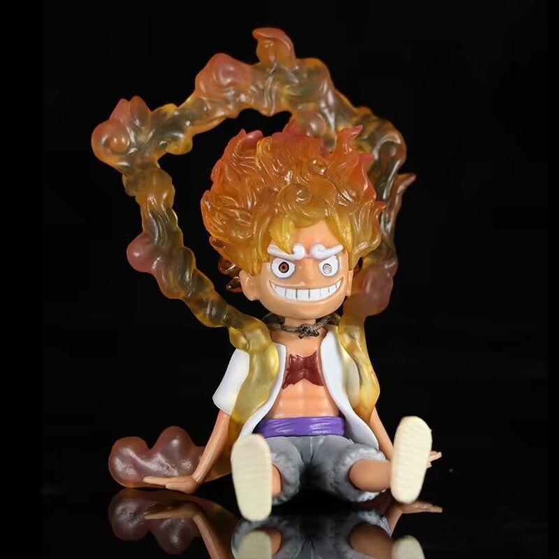 Anime One Piece Q Version Gear 5 Sun God Nika Luffy Figure Bracket Model PVC Action Figurine Statue Collection Child Toys Gift