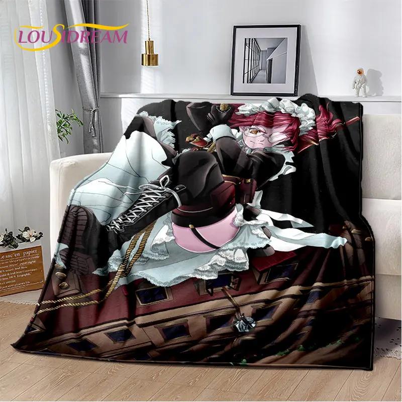 Black Butler Anime Cartoon Měkká plyšová deka, flanelová deka přehoz do obývacího pokoje Ložnice Pohovka Pohovka Piknikový povlak pro děti