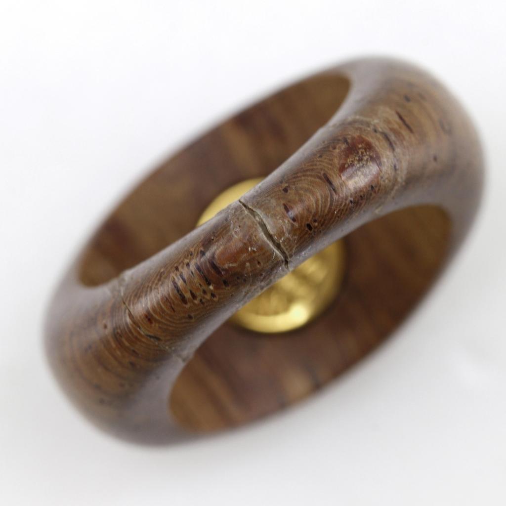 HERMES Serie Ring Brown Wood/Plated Gold #6.6(US Size) 5.4g Women Used