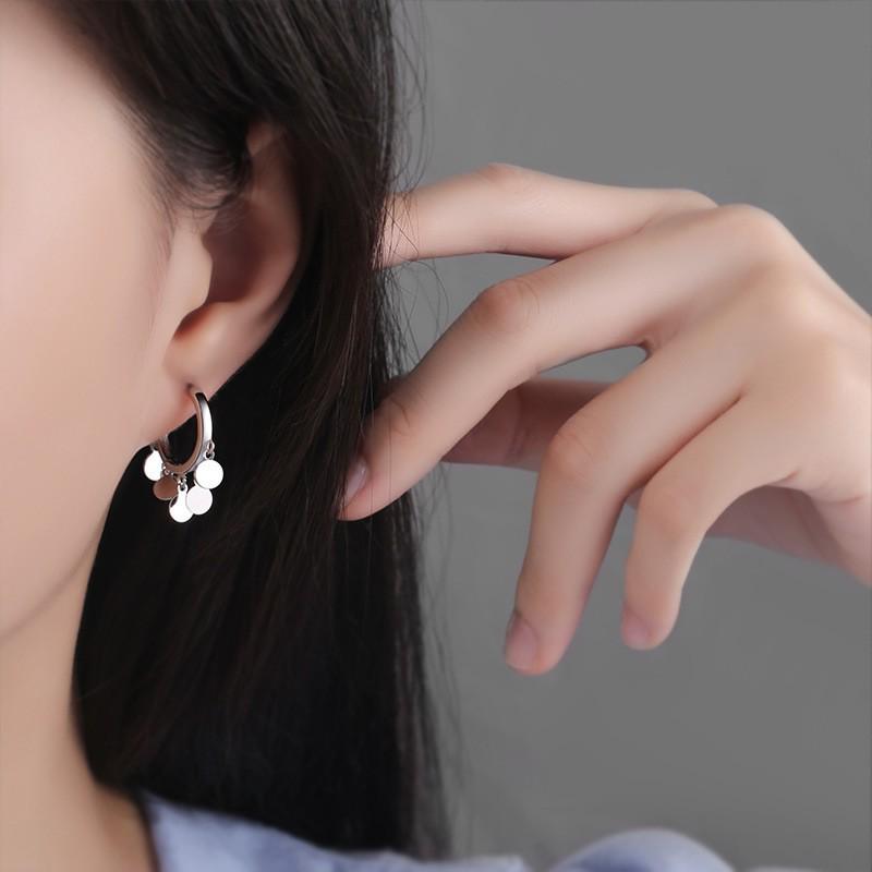 High-End Copper Alloy Sequin Hoop Earrings for Women